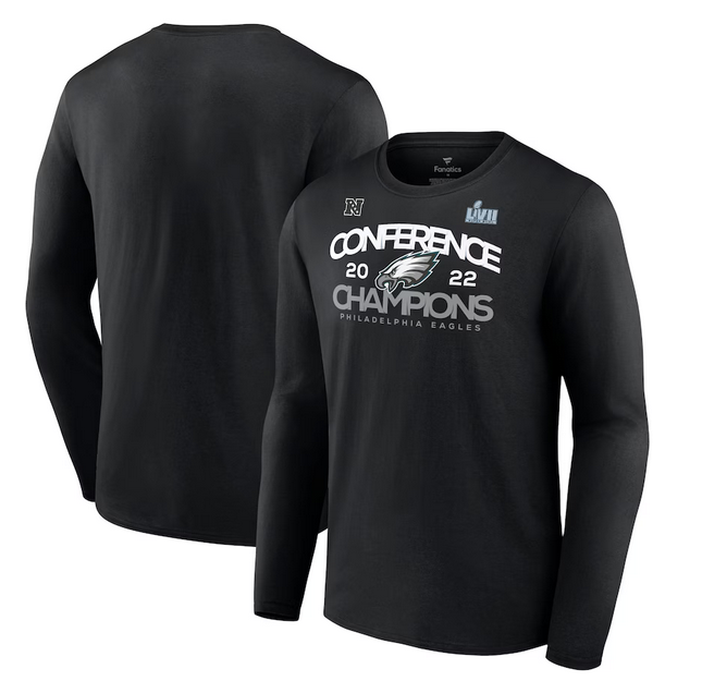 Men's Black Philadelphia Eagles 2022 NFC Champions Shadow Cast Long Sleeve T-Shirt
